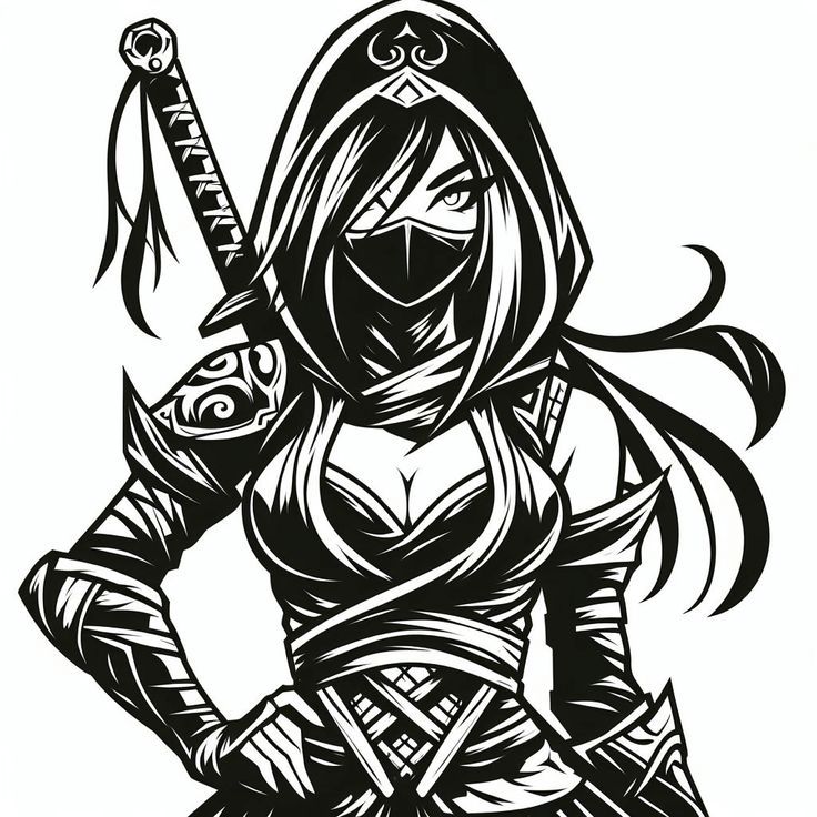 Sakura Samurai Girl PNG